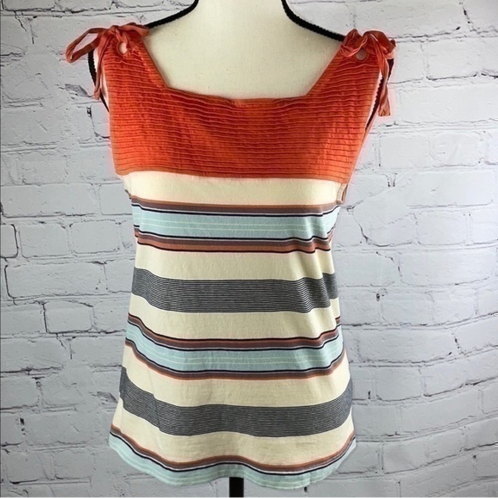 UEC Anthropologie striped orange cream tank size small